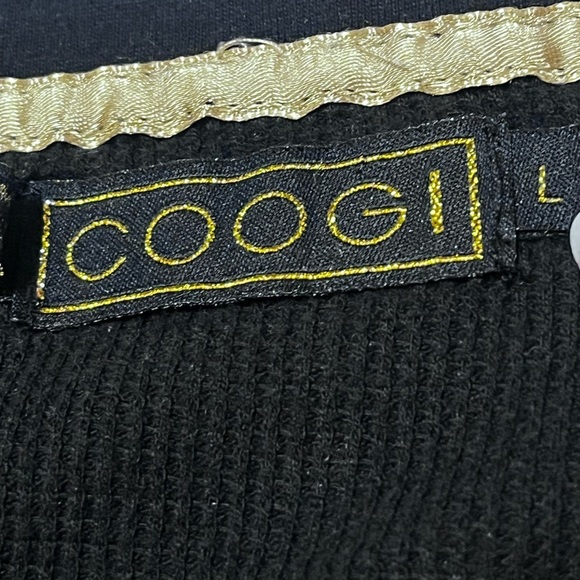 COOGI Black Long Sleeve Henley with Gold Embroidery - Picture 5 of 9